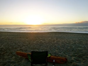 Sunset over the beach in Greymouth.