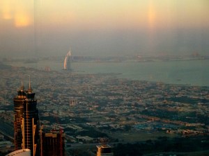 View from the 125th floor of the Burj Khalifa, the tallest building in the world.