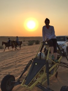 Pausing to watch the sunset in the middle of my Dune Buggy Safari