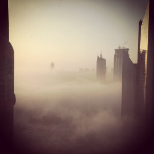 Dubai disappearing in the fog