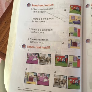 Vang Vieng Elementary School English Book - one of our lessons. It's not easy doing these two lessons when the kids don't have books.