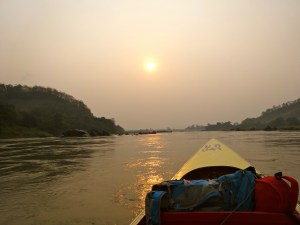 Sun setting on my fast boat ride along the Mekong. 