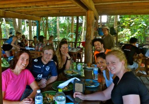Our touring herd.  Clockwise around the table: Erik, Raudha, Jess, Me, Alex, and Caroline. 